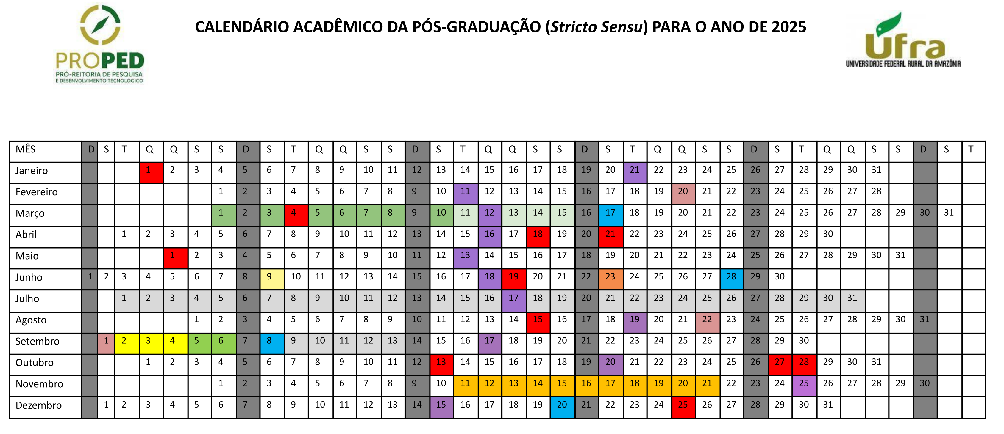 Calendario academico segundo semestre pg1
